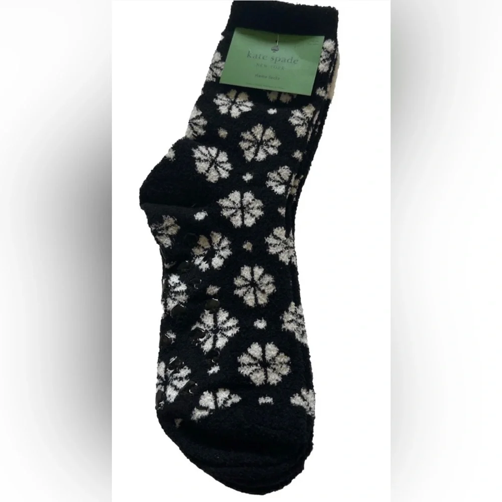 kate spade Black & White Floral Crew Socks